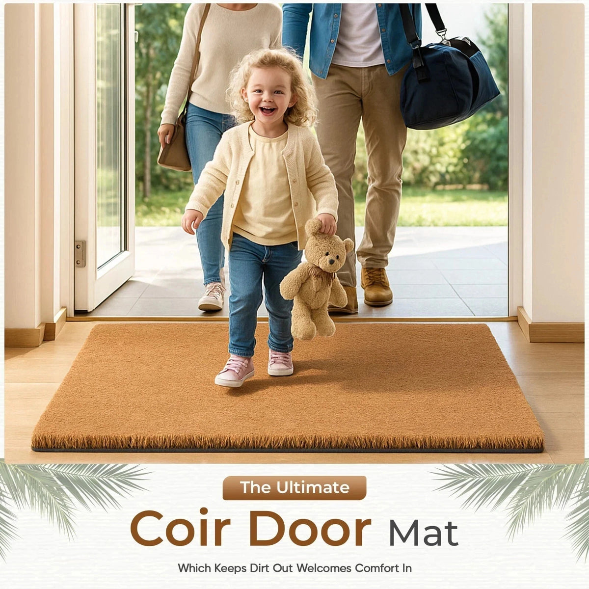 Coir Matting Outdoor Heavy Duty Entrance Non Slip Welcome Mat Rubber Mat Rug UK