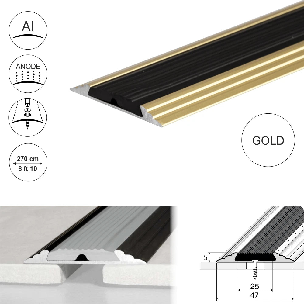 2.7m ALUMINIUM ANTI NON SLIP THRESHOLD STRIP-TRIM-PROFILE-DOOR BAR 50mm