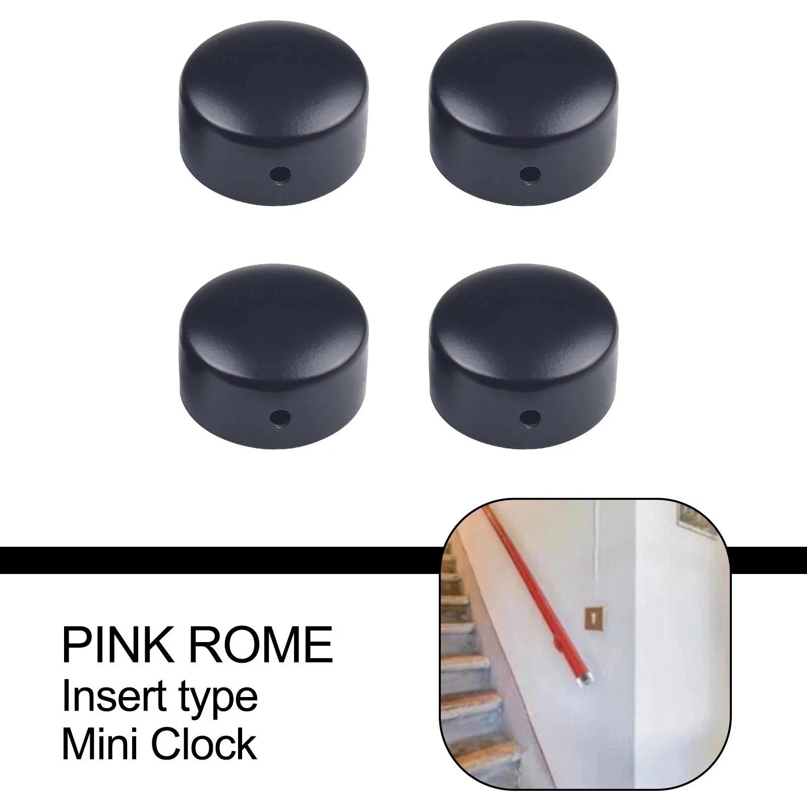 Stylish Black Handrail End Cap for Round Stair Treads Fits 45mm Diameter