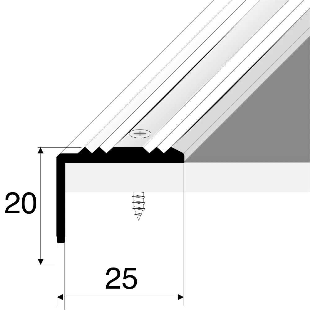Aluminium Stair Nosing 25x20x 1200mm Anti-Slip Edge Trim Protector Step Cover S2
