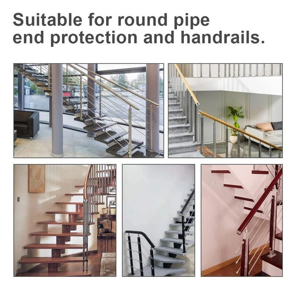 Comfortable Grip PVC Handrail End Cap for Stair Treads 4pcs Black Color