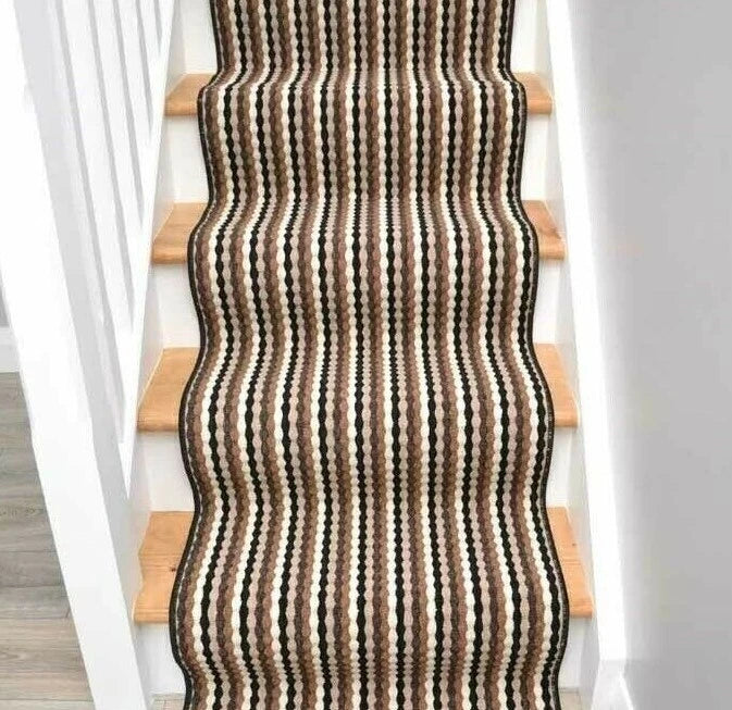 Long Stairway Carpet Rug Dark Brown Stair Runner For Hall Hard Wearing Rugs