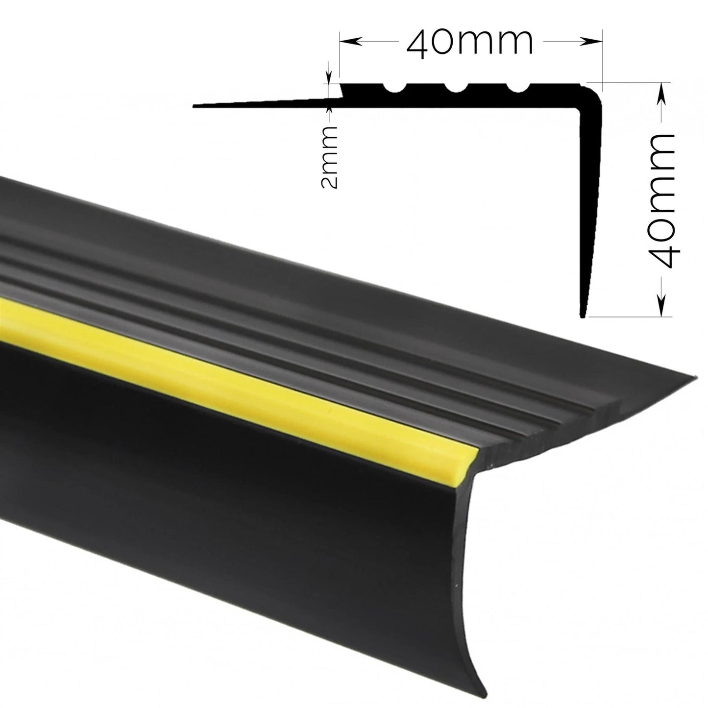 Rubber Stair Nosing Edge Trim Anti Slip Angle Photoluminescent Edging 40x40mm