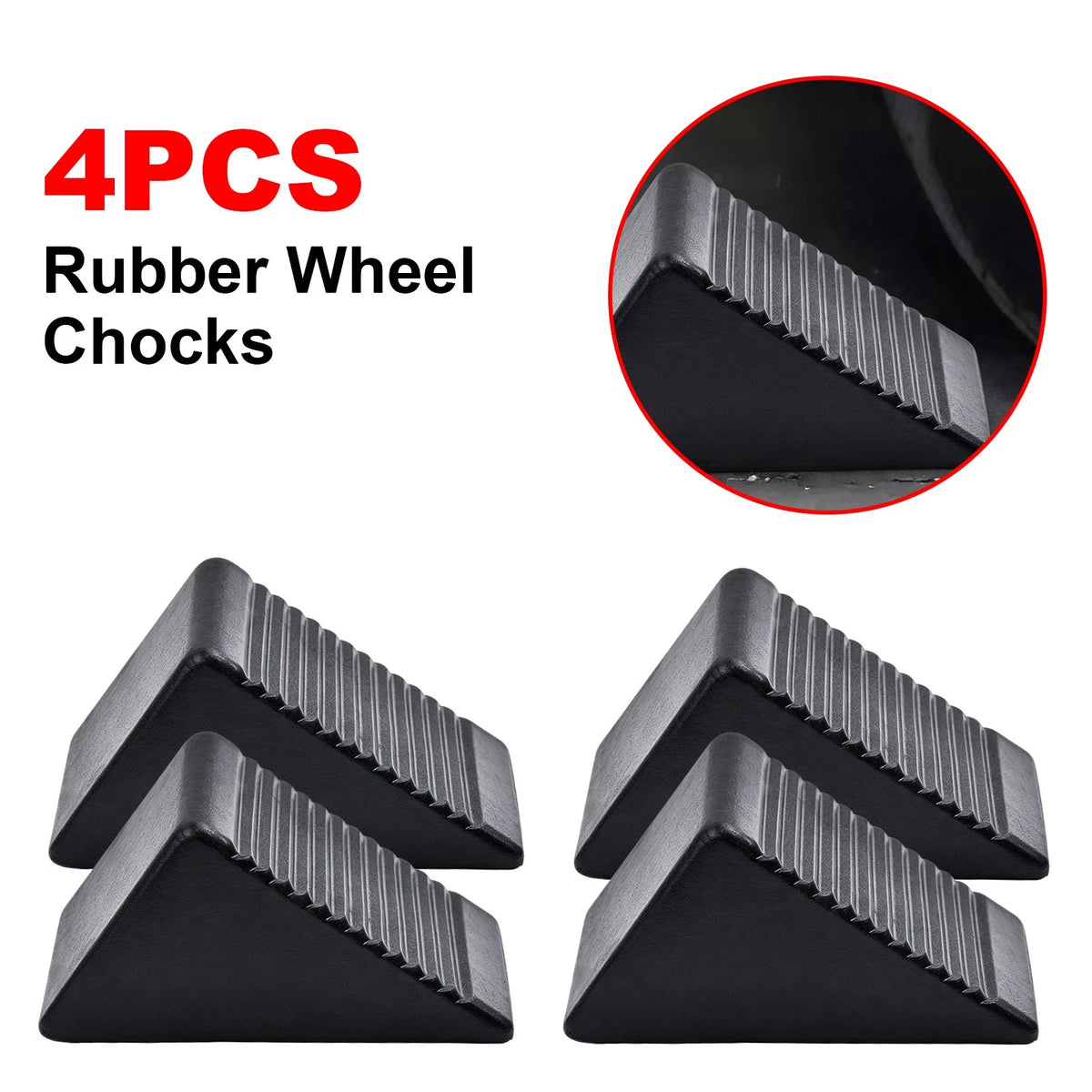 4x Heavy Duty Rubber Wheel Chocks Tire Stoppers For Truck Trailer Car Motorhome
