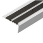 Stair Nosing Anodised Aluminium 35x19.5mm Champagne with Dual Black Rubber 2.0m