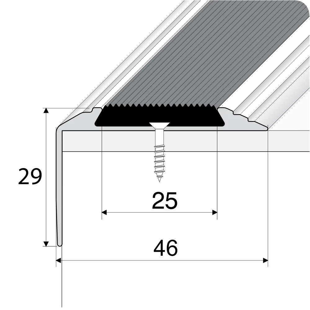 2.7m Aluminium Anty Non Slip Stair Nosing Edge Trim Step Nose Edging 46 x30mm