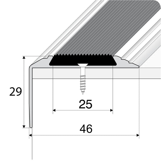 2.7m Aluminium Anty Non Slip Stair Nosing Edge Trim Step Nose Edging 46 x30mm