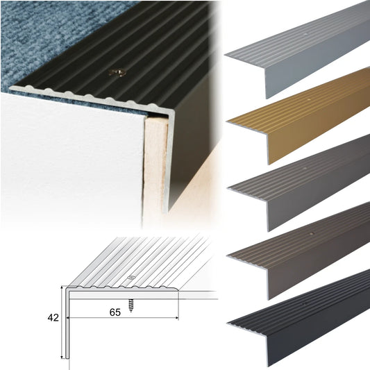 1.2m Aluminium Stair Nosing Edge Trim Step Nose anti slip Edging Nosings A32