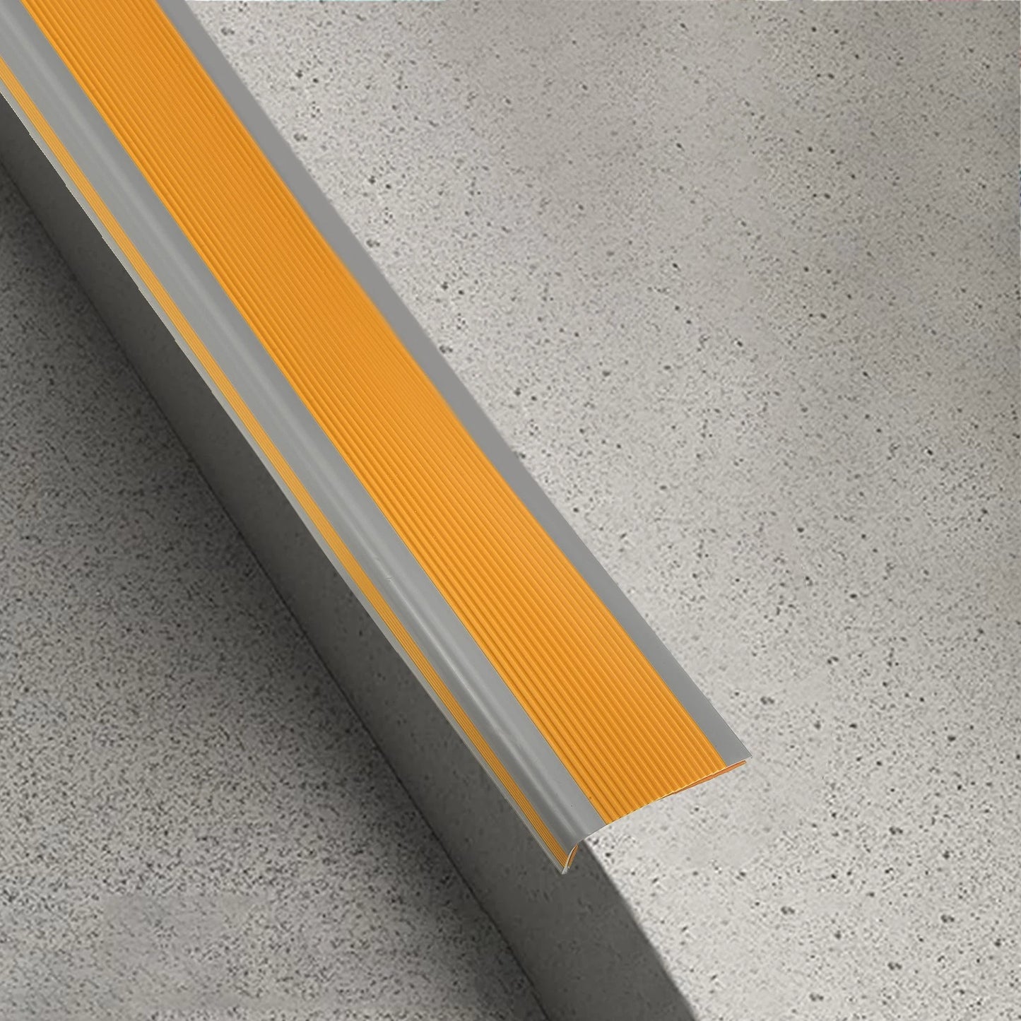 5Ft Stair Nosing, 2.5cm PVC L Shape Step Edges Protector, Dark Yellow/Grey