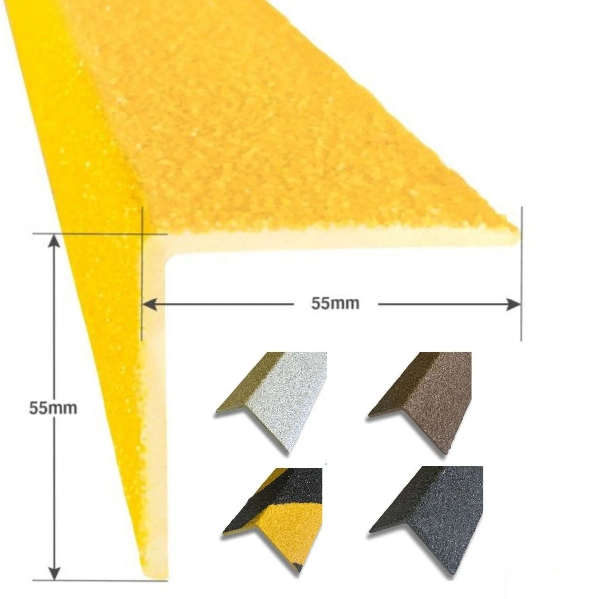 Extra Long Yellow GRP Stair Nosing Anti-Slip Heavy Duty Step Edge 1500mm-3000mm