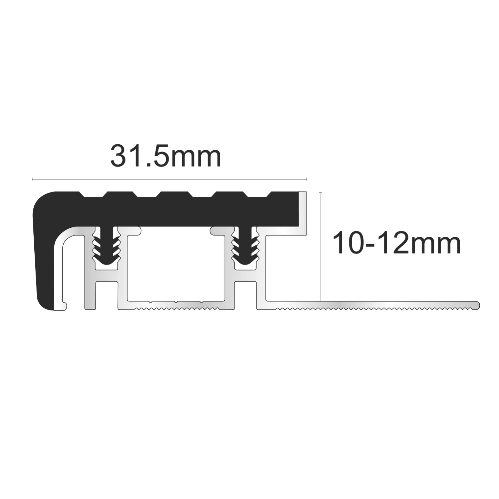 Stair Nosing Edge Trim Step Nose Anti Slip Edging for Tiles Stone Floors 2.5m