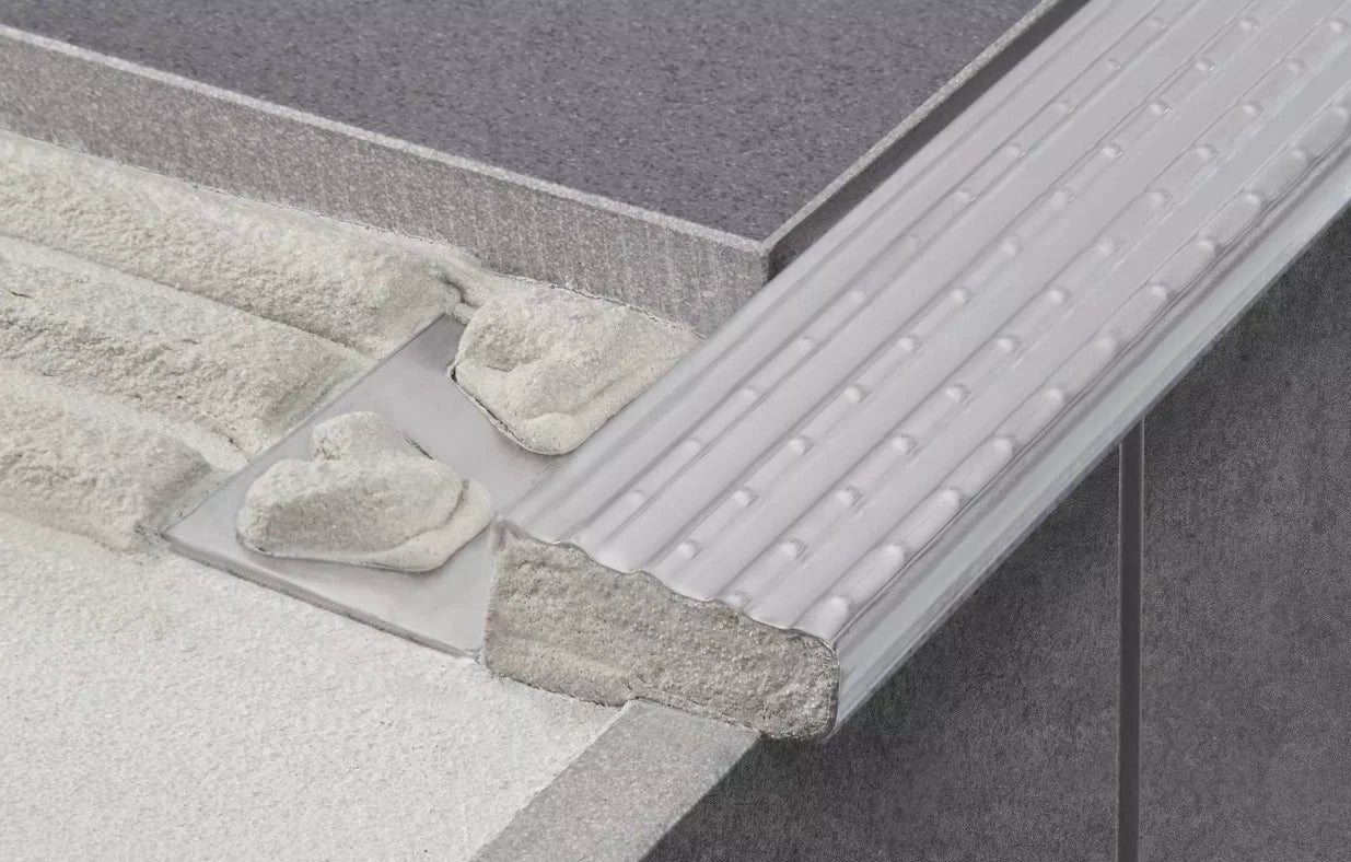 7 x Schlüter TREP-E Stainless Steel Stair Nosing 22mm x 1.5m TE220/150