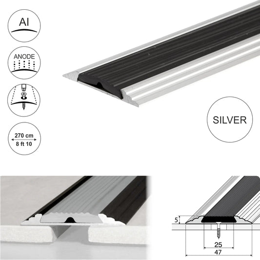 2.7m ALUMINIUM ANTI NON SLIP THRESHOLD STRIP-TRIM-PROFILE-DOOR BAR 50mm