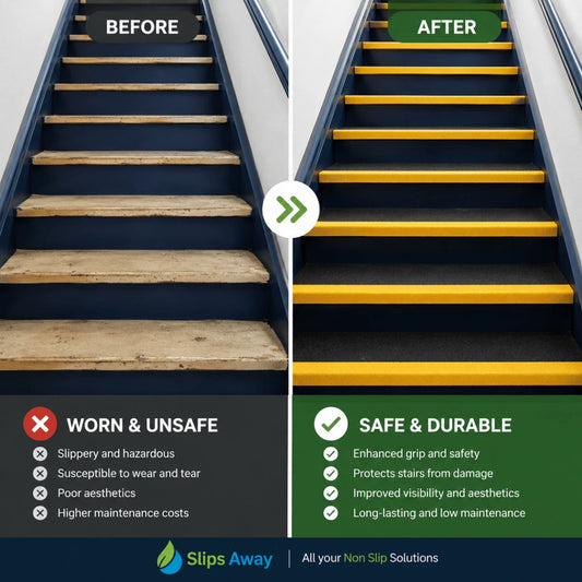 Anti Slip Stair Tread Covers Step Nosing Heavy Duty Non-Slip GRP 500mm - 3600mm