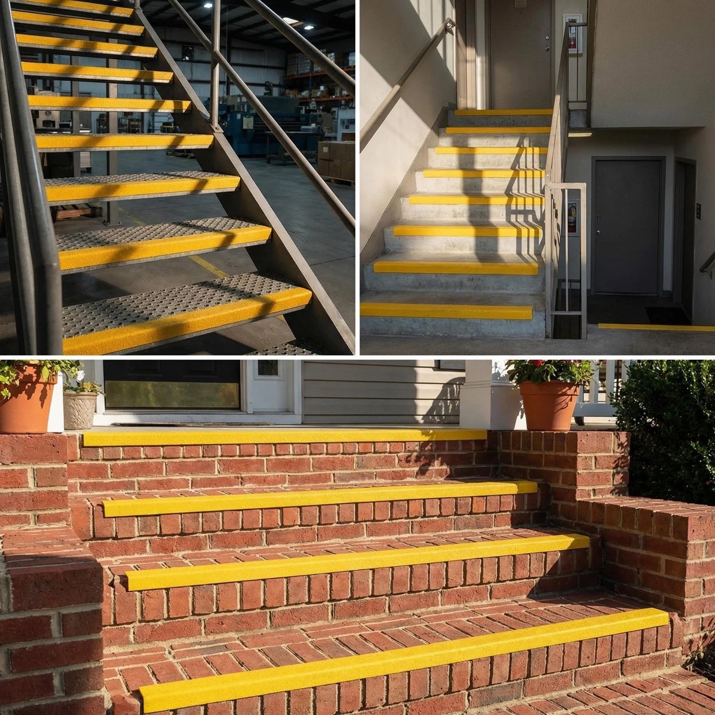 Heavy Duty GRP Stair Nosing 55mm x 55mm Anti Slip Yellow Hazard Free Shipping