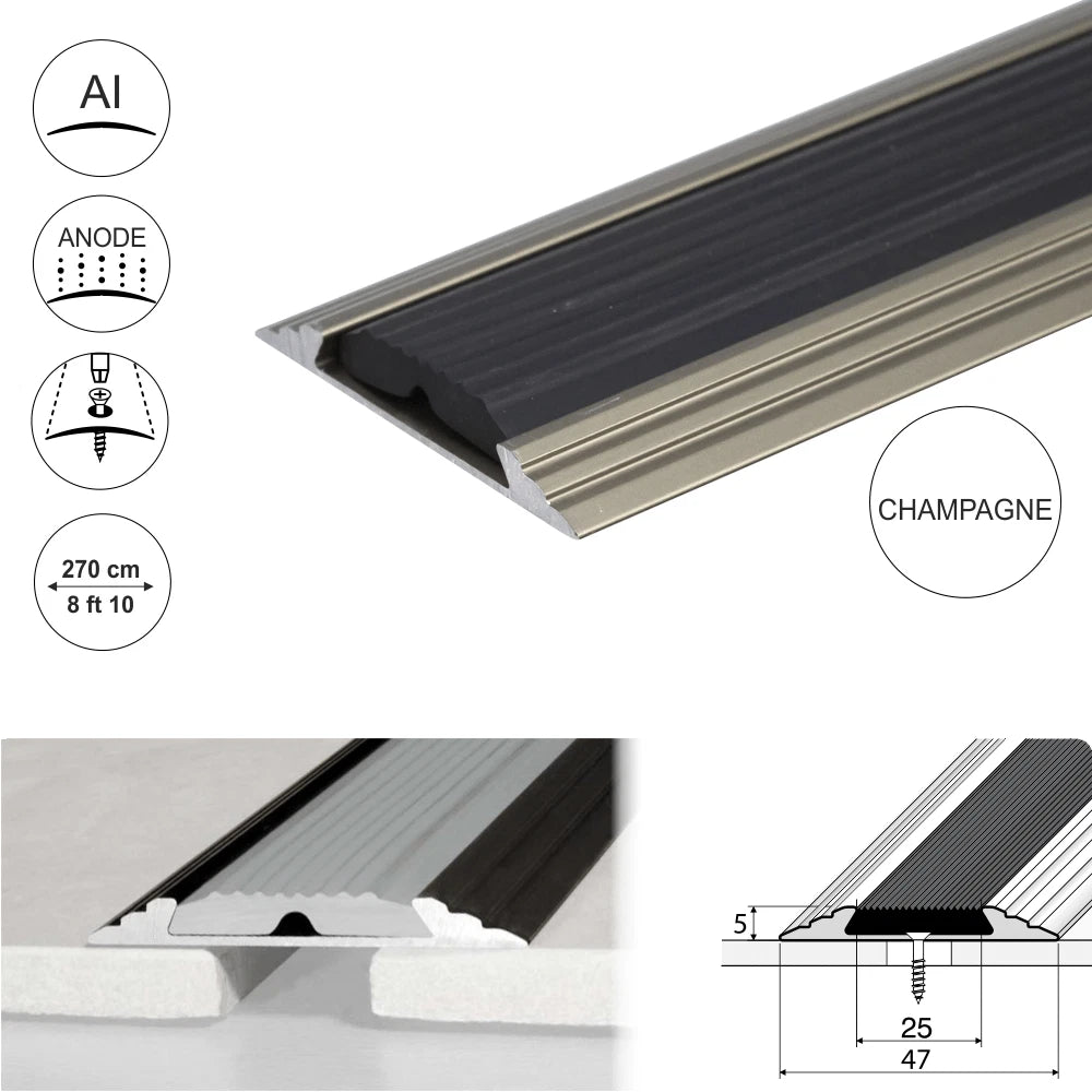 2.7m ALUMINIUM ANTI NON SLIP THRESHOLD STRIP-TRIM-PROFILE-DOOR BAR 50mm