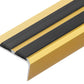 Cezar Gold Aluminium Stair Nosing Profile Black Rubber Insert 1m 38.5mm