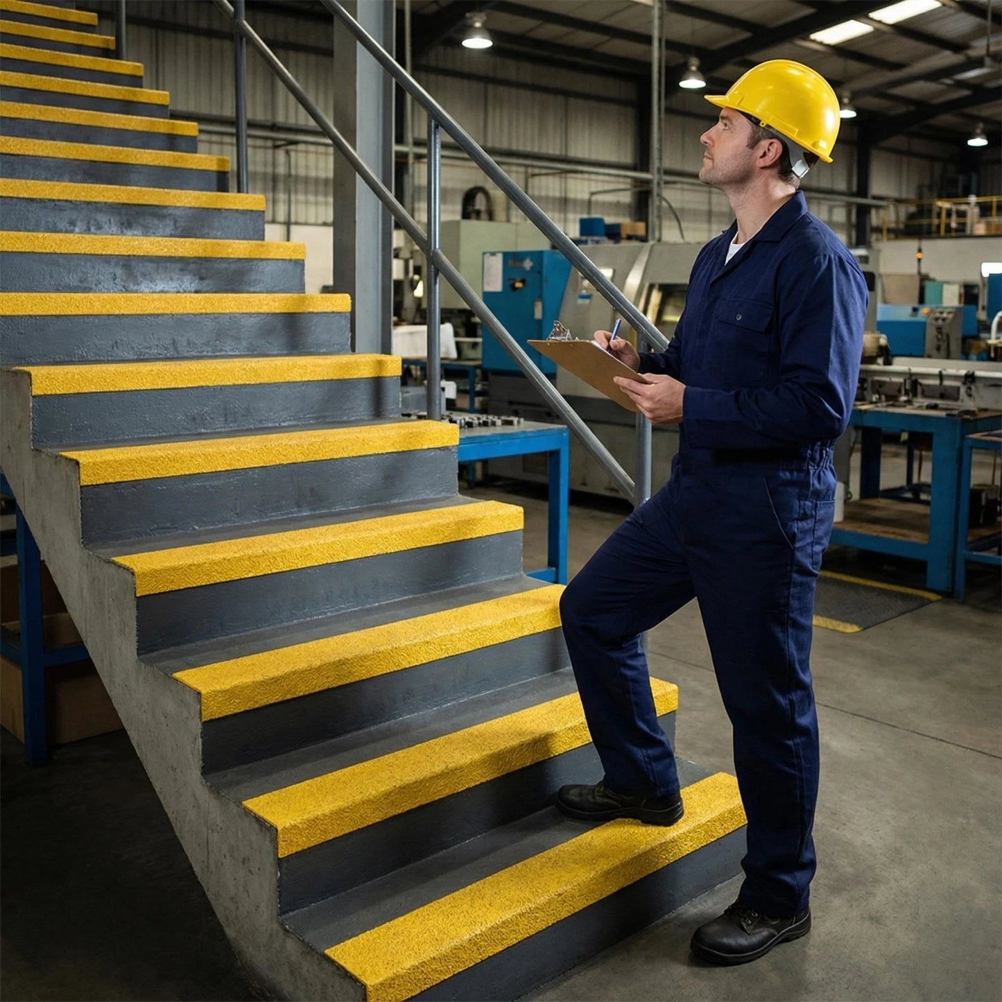 Heavy Duty GRP Stair Nosing 55mm x 55mm Anti Slip Yellow Hazard Free Shipping