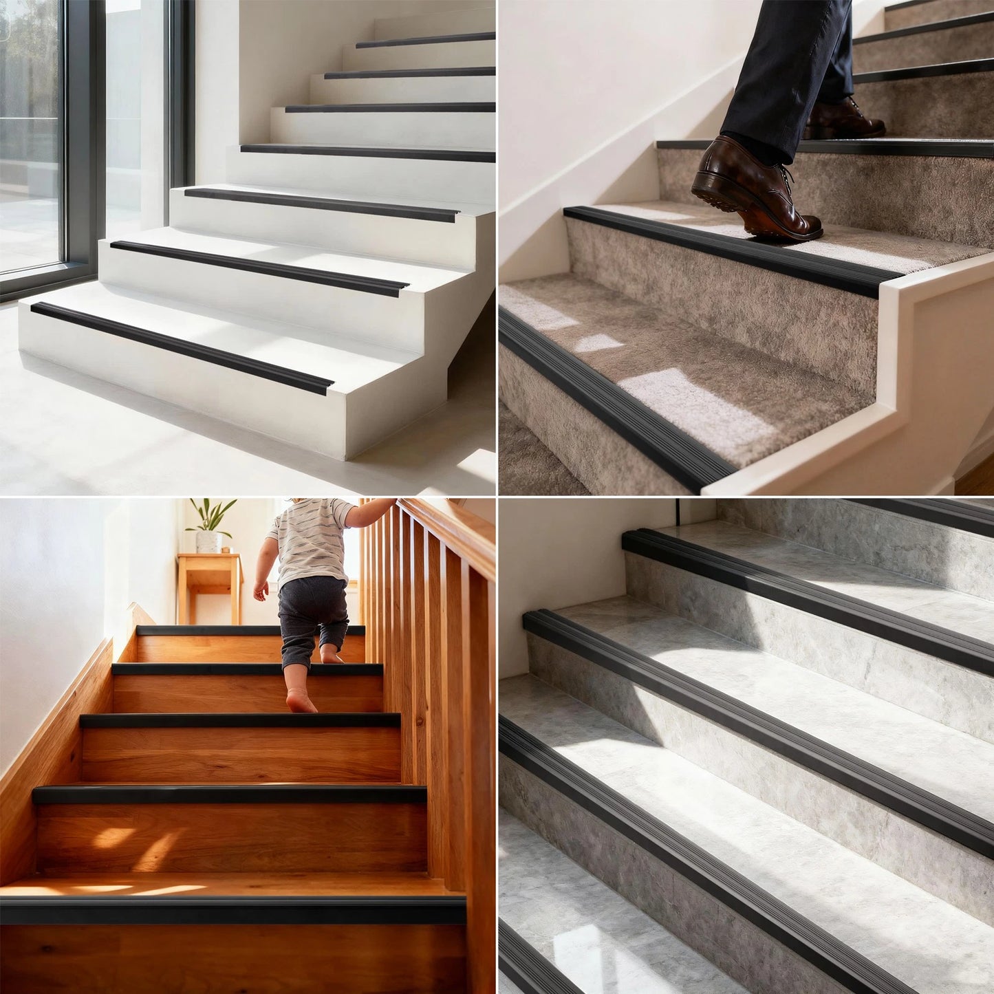 900 x 39 x 20mm Aluminium Stair Nosing Edge Trim Step Nose Edging Carpet - Black