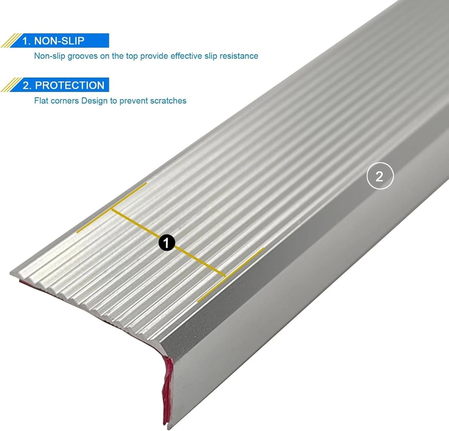 5 PACK Stair Edge Nosing Trim - 900mm x 45mm x 23mm - Anti Non Slip Step Tread