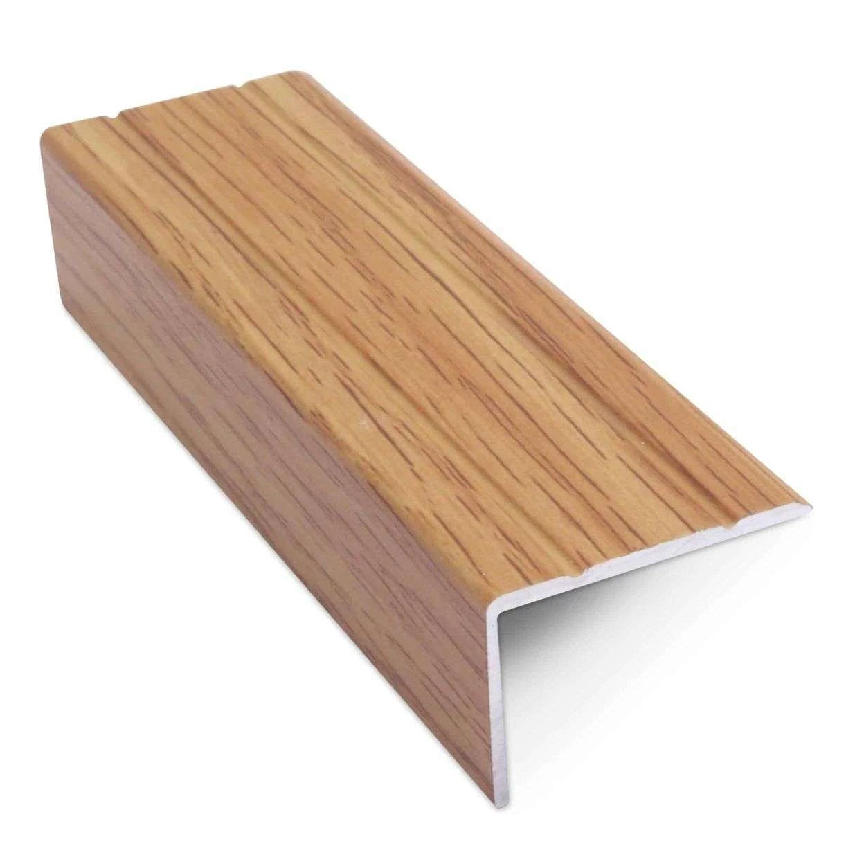 Stair Nosing Aluminium Oak 30x20mm Retro-Fit Self-Adhesive Grooved Durable 0.9m