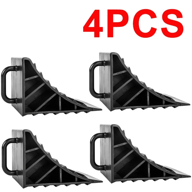 4Pcs Heavy Duty Solid Rubber Wheel Chocks Tire Stoppers For Truck RV Trailer Car