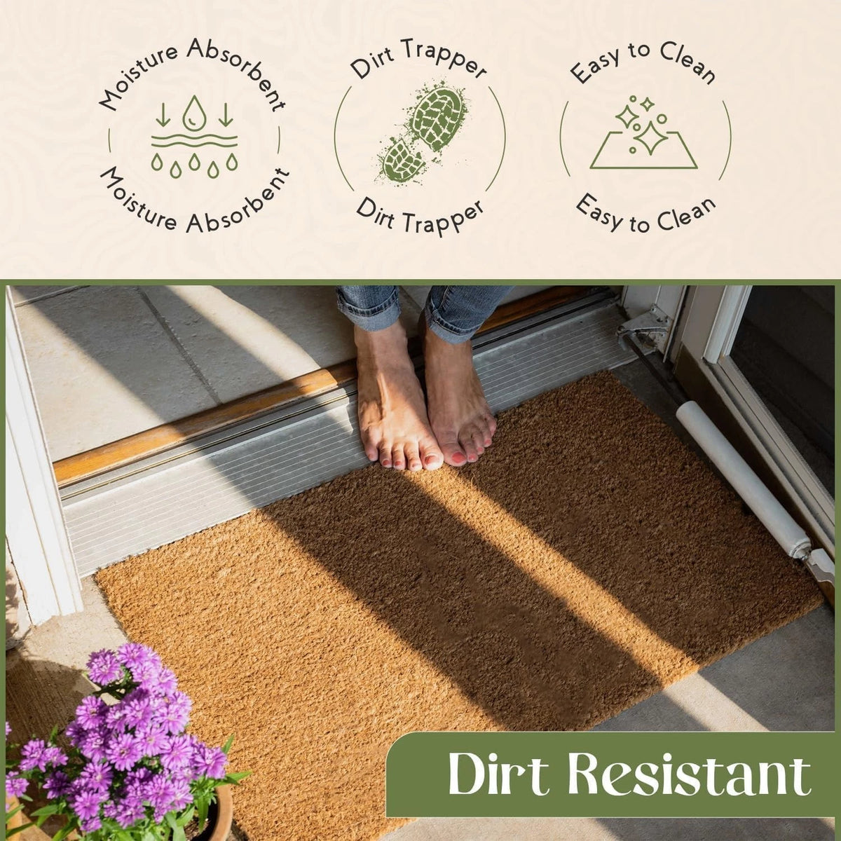 Door Mat Doormats Non Slip Natural Coir Welcome Indoor Outdoor Backdoor Mat UK