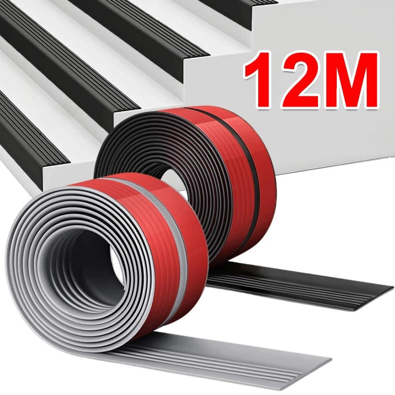 Self Adhesive Anti Slip Stair Nosing 12m Vinyl Rubber Edge Trim Bullnose Strips