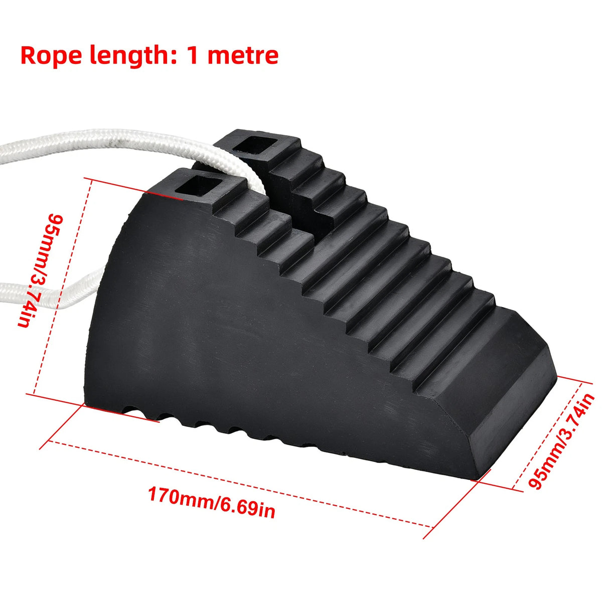 4x Rubber Wheel Chock Heavy Duty Block for Vehicles, Cars, Caravan, Trailer, Van