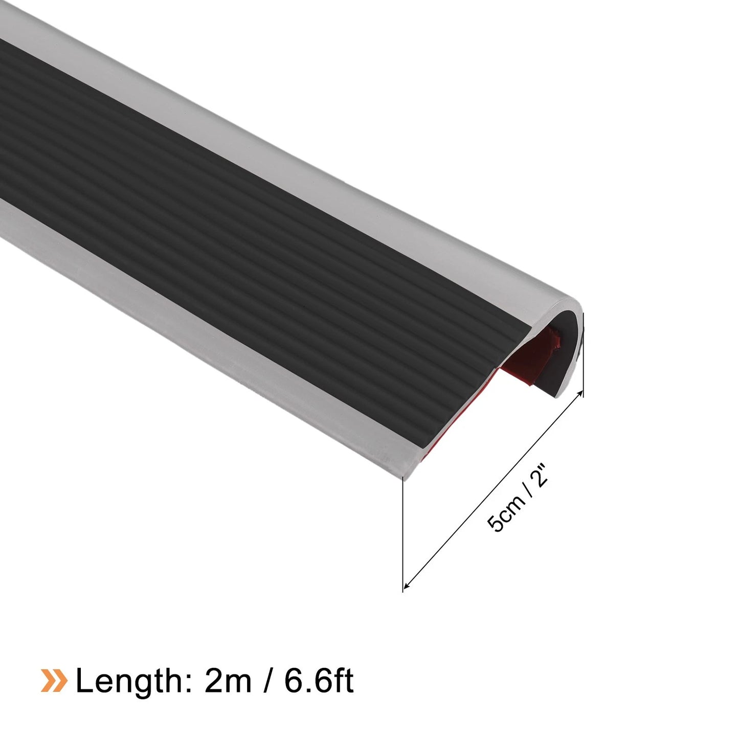 Stair Nosing, Vinyl Stair Edge Protector, Easy to Install, 6.6Ft, Black & Grey