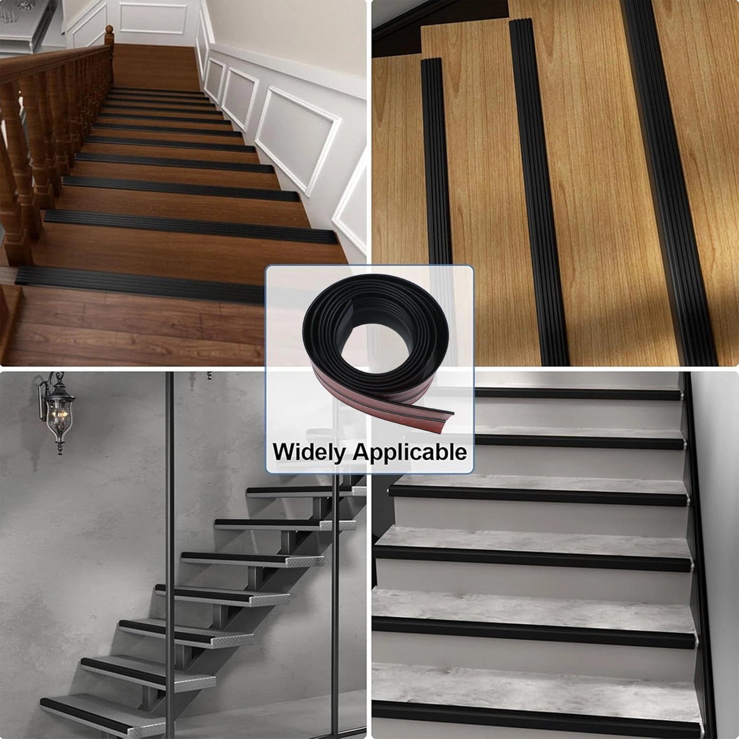 Stair Edge Trim 20FT Vinyl Rubber Stair Nosing for Stairs [Black,0.98 Inch]