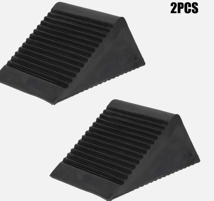 2Pcs Heavy Duty Solid Rubber Wheel Chocks Tire Stoppers For Truck RV Trailer Car