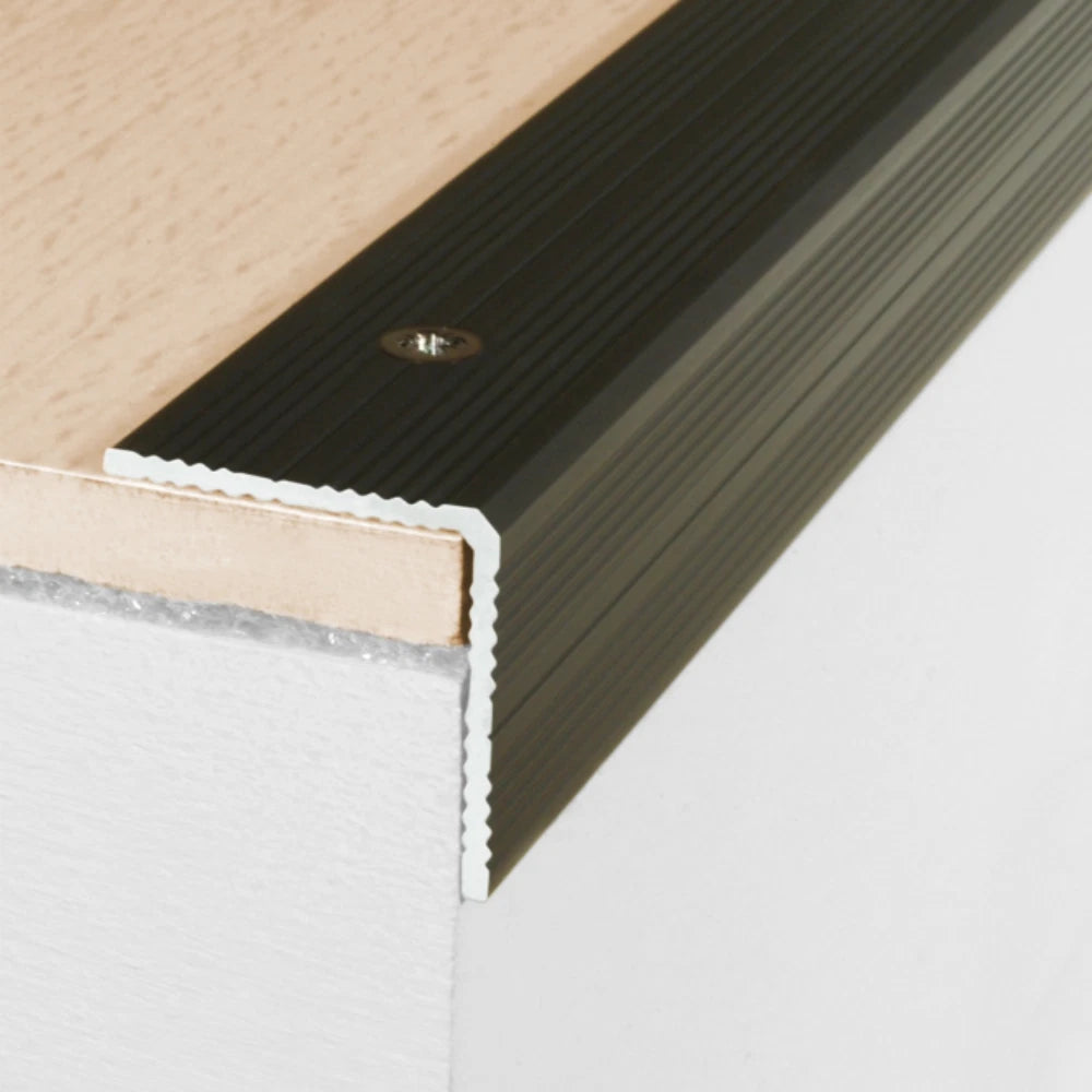 2.7m ANODISED ALUMINIUM ANTI NON SLIP STAIR EDGE NOSING -TRIM- 25x 25mm