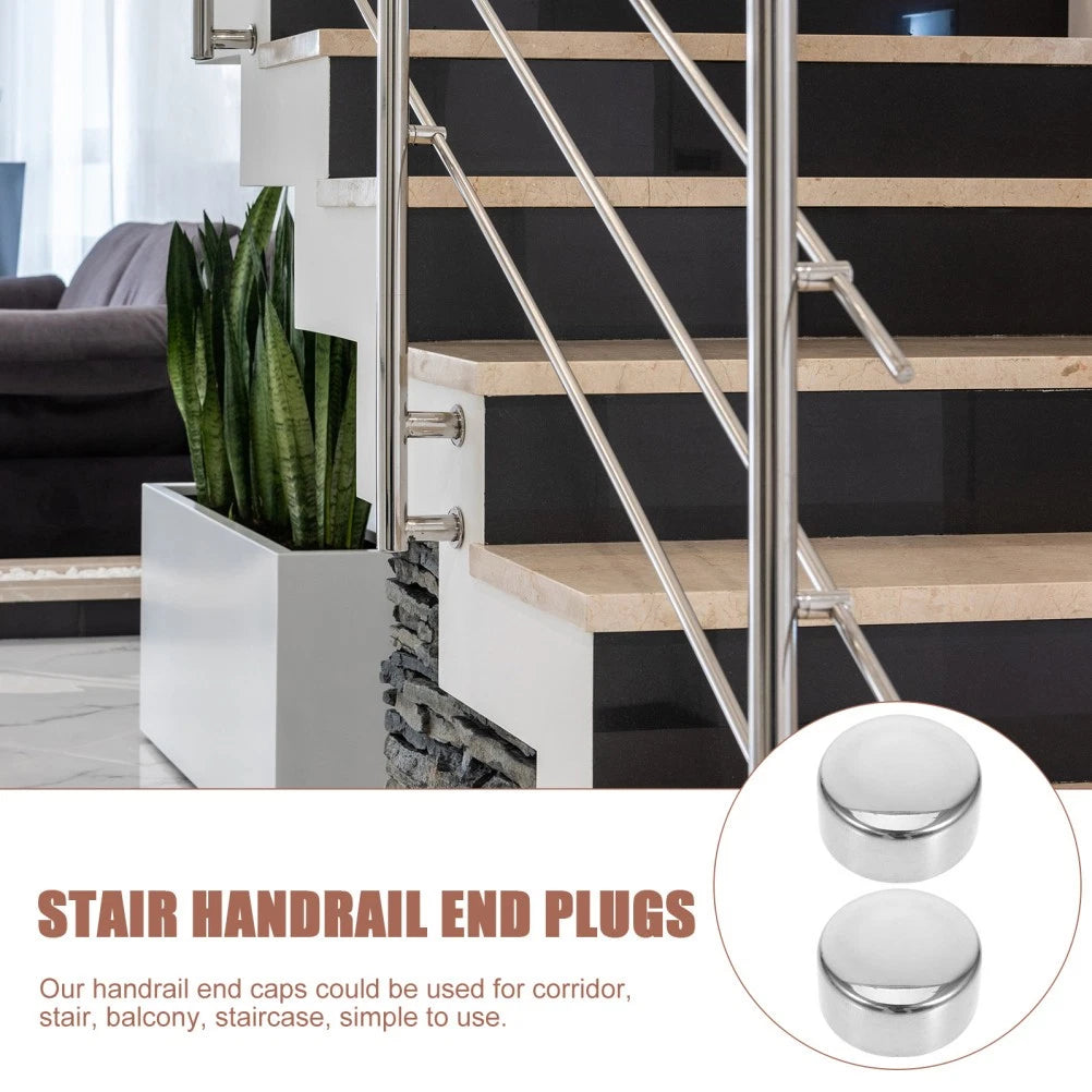 4 Pcs Handrail End Caps Stainless Steel Round Cover For Staircase Railings