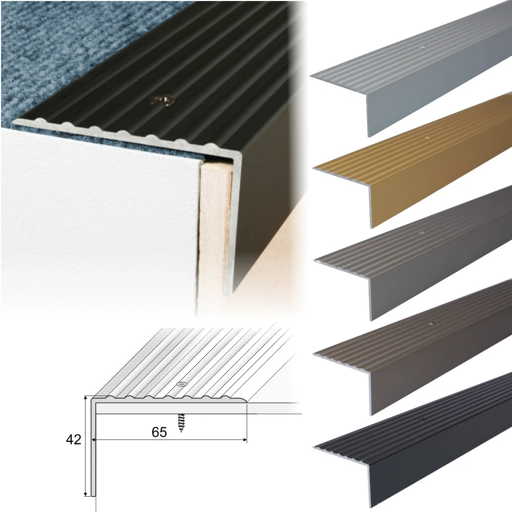 Aluminium Stair Nosing Edge Trim Step Nose Edging Nosings For Carpet,Wood... A32