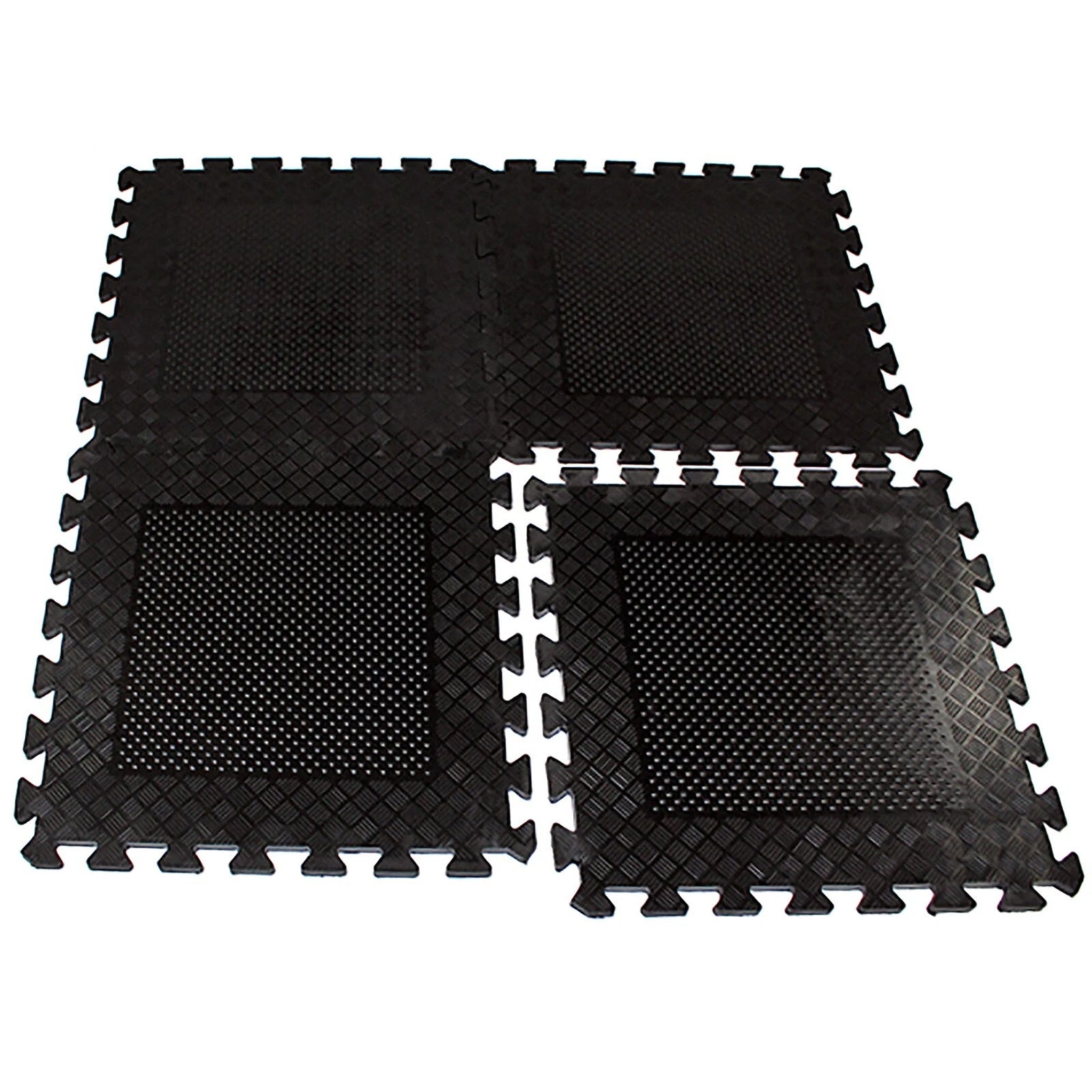 Heavy Duty Rubber Gym Mats Garage Flooring Tiles Commercial Interlocking 4pcs