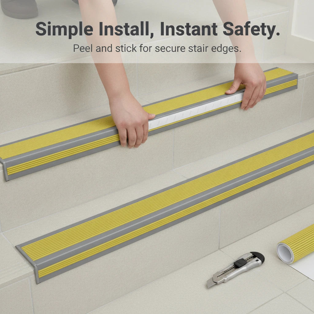 Self Adhesive Stair Edge Protector Anti Slip PVC Stair Nosing, for Tile Steps