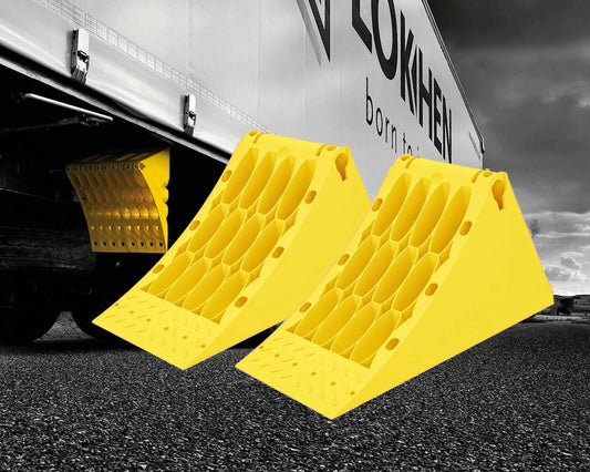 TRAILER YELLOW WHEEL CHOCKS HEAVY DUTY LORRY LARGE CHOCK E36 335x122x147 LOKHEN