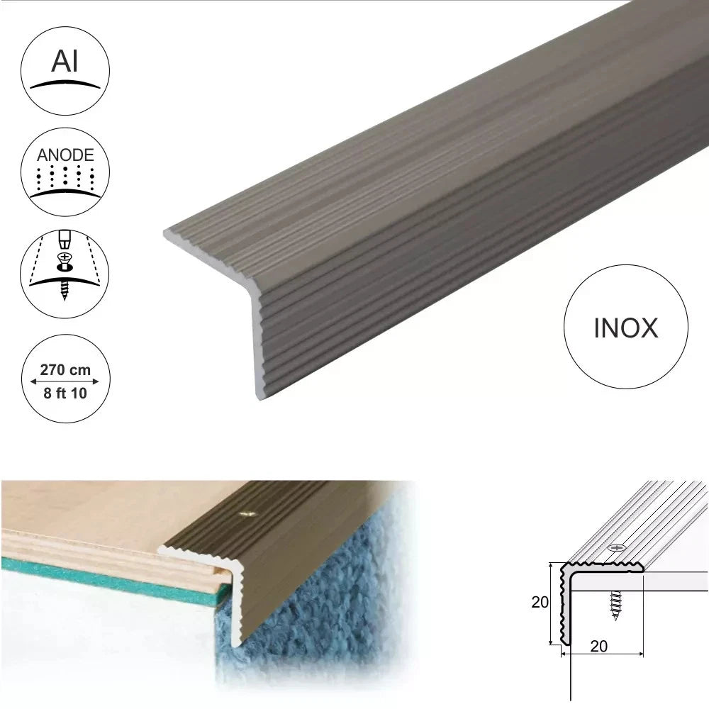 2.7m LUXURY CLICK VINYL FLOORING STAIR NOSING EDGE PROFILE TRIM LVT C27