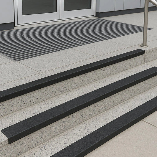 Black GRP Stair Nosings Heavy-Duty Anti-Slip Safety Tread Step Edge Protection