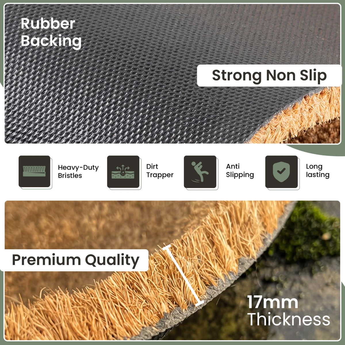 Heavy Duty Coconut Coir Door Mat Indoor Outdoor Entrance Matting Cut to Size UK