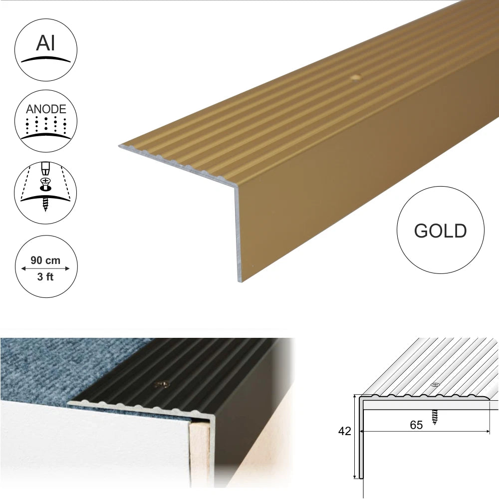 Aluminium Stair Nosing Edge Trim Step Nose Edging Nosings For Carpet,Wood... A32