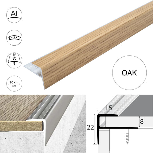 Aluminium Stair Nosing Wood Effect Edge Trim Step Edging Strip For Laminate A60