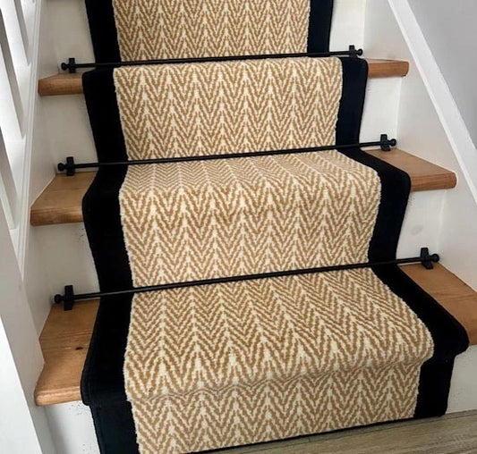 Herringbone Stair Runners Beige Black Border Very Long Dark Border Carpet Rugs