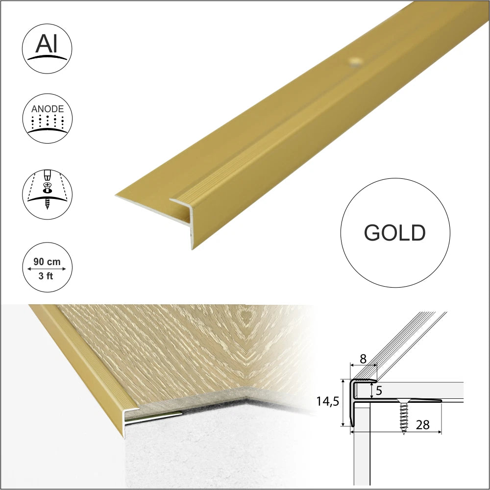 Luxury Click Vinyl Flooring Stair Nosing Edge Profile Trim LVT C24 Push-In 900mm
