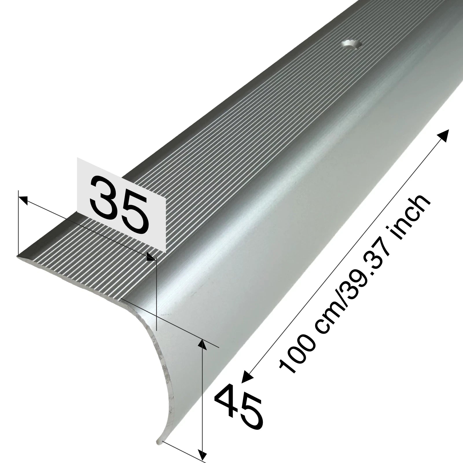 Aluminium Stair Nosing Bullnose Edge Trim Step Edging Heavy Duty Anti Slip H28