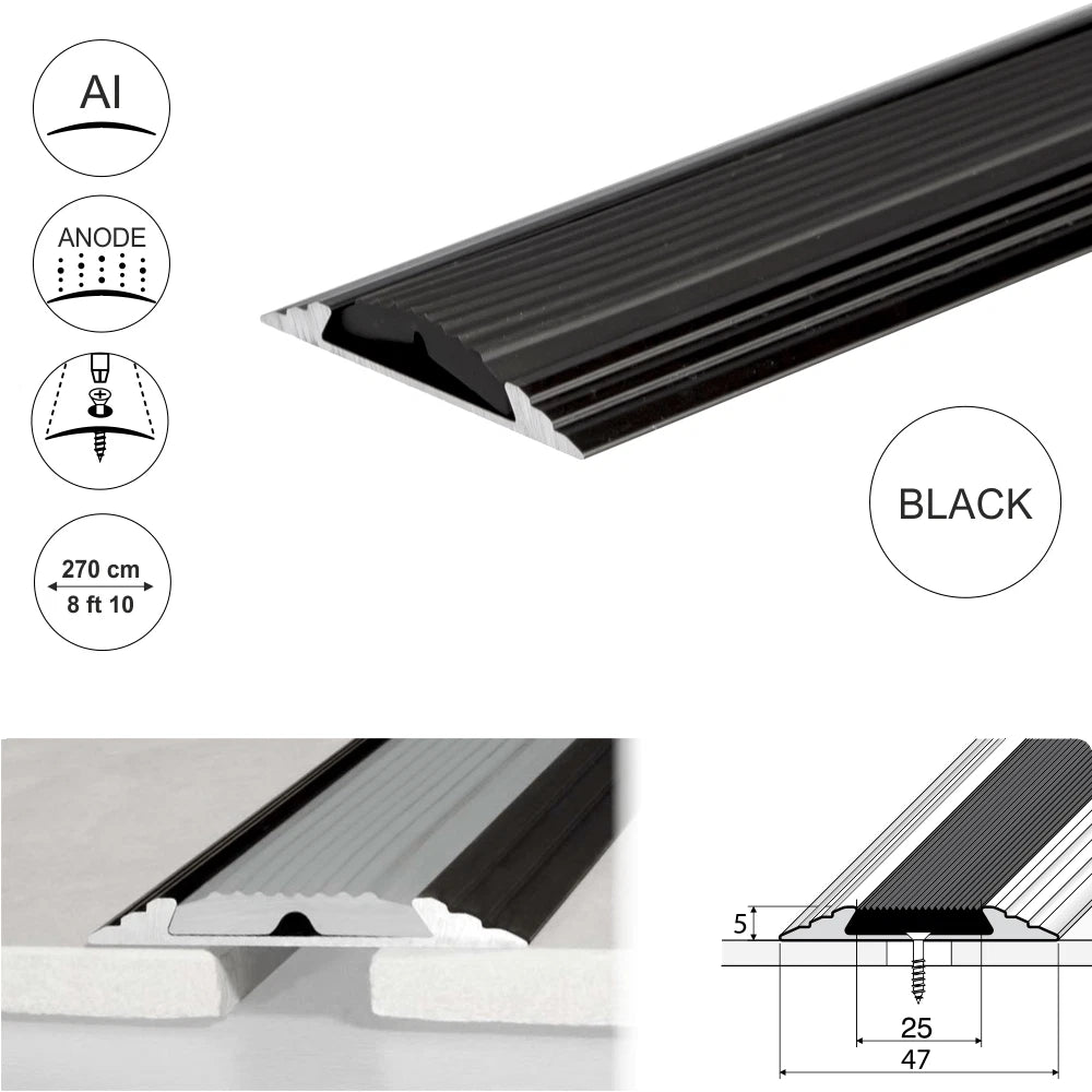 2.7m ALUMINIUM ANTI NON SLIP THRESHOLD STRIP-TRIM-PROFILE-DOOR BAR 50mm