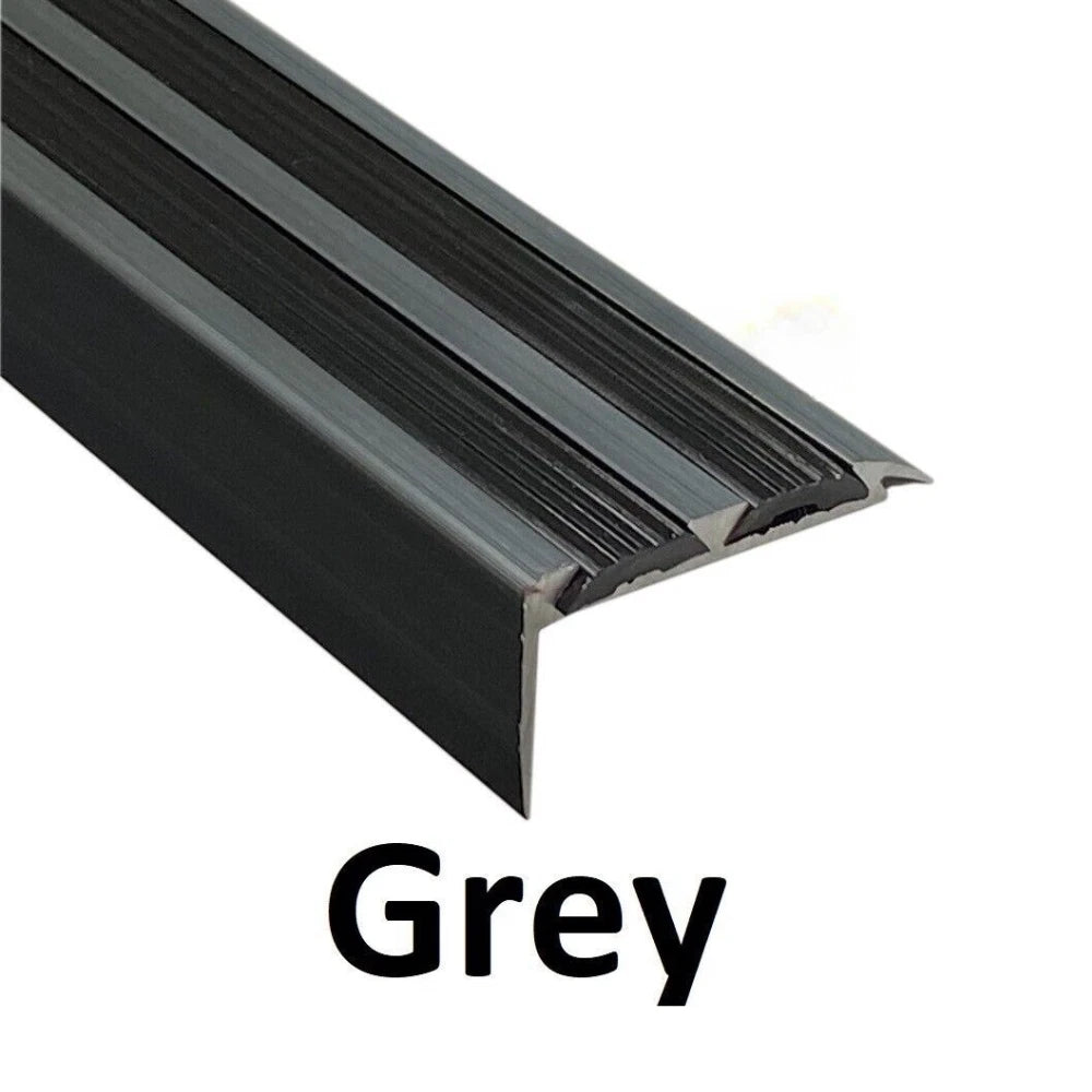 Aluminium Stair Nosing Edge Trim Step Nose Edging Carpet - Silver / Grey / Black