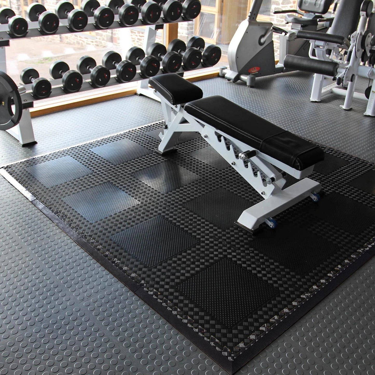 Heavy Duty Rubber Gym Mats Garage Flooring Tiles Commercial Interlocking 4pcs