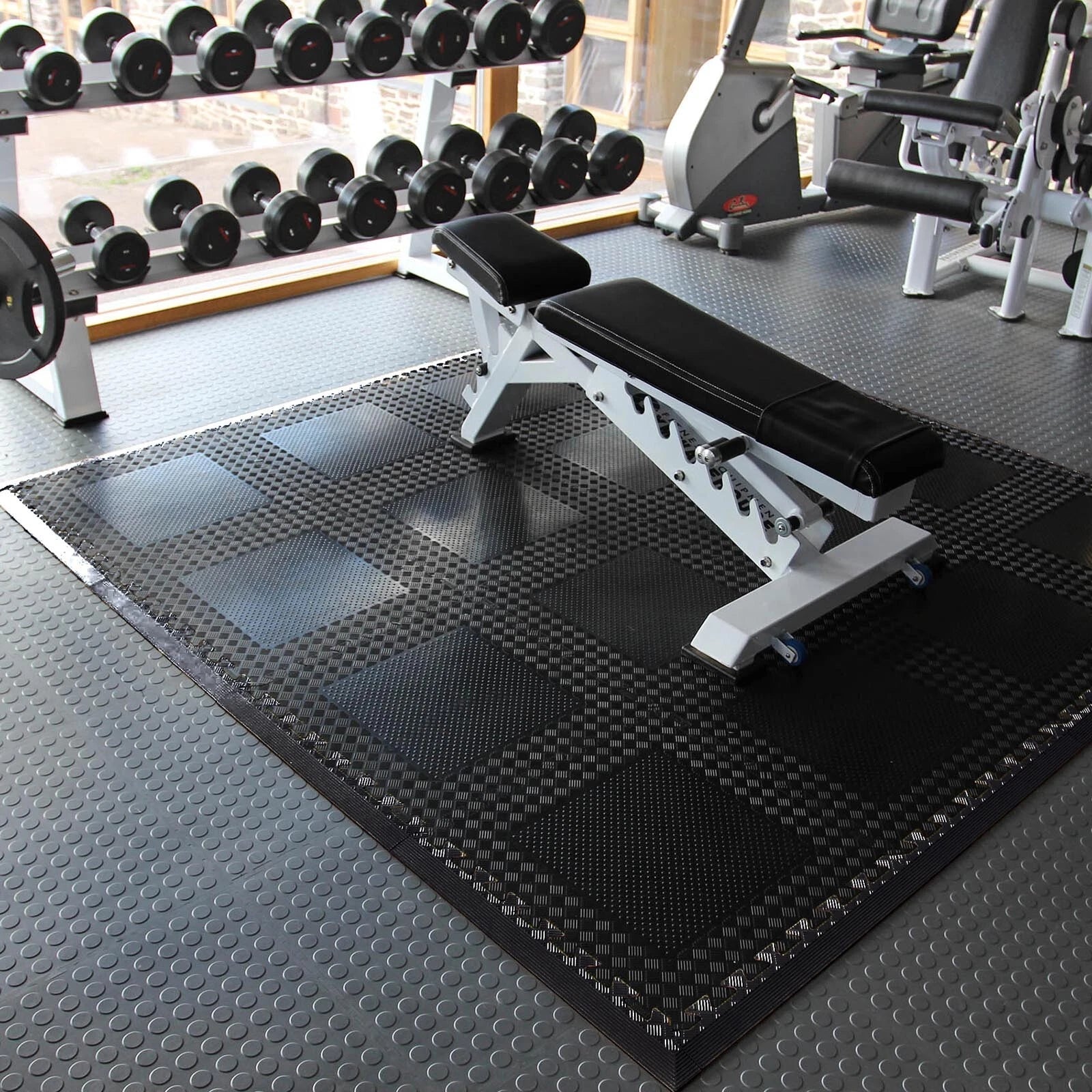 Heavy Duty Rubber Gym Mats Garage Flooring Tiles Commercial Interlocking 4pcs